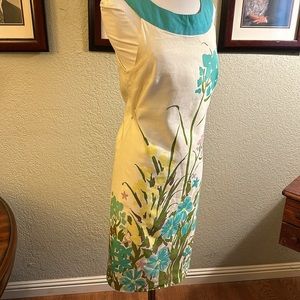 Retro Linen Blend Floral Dress